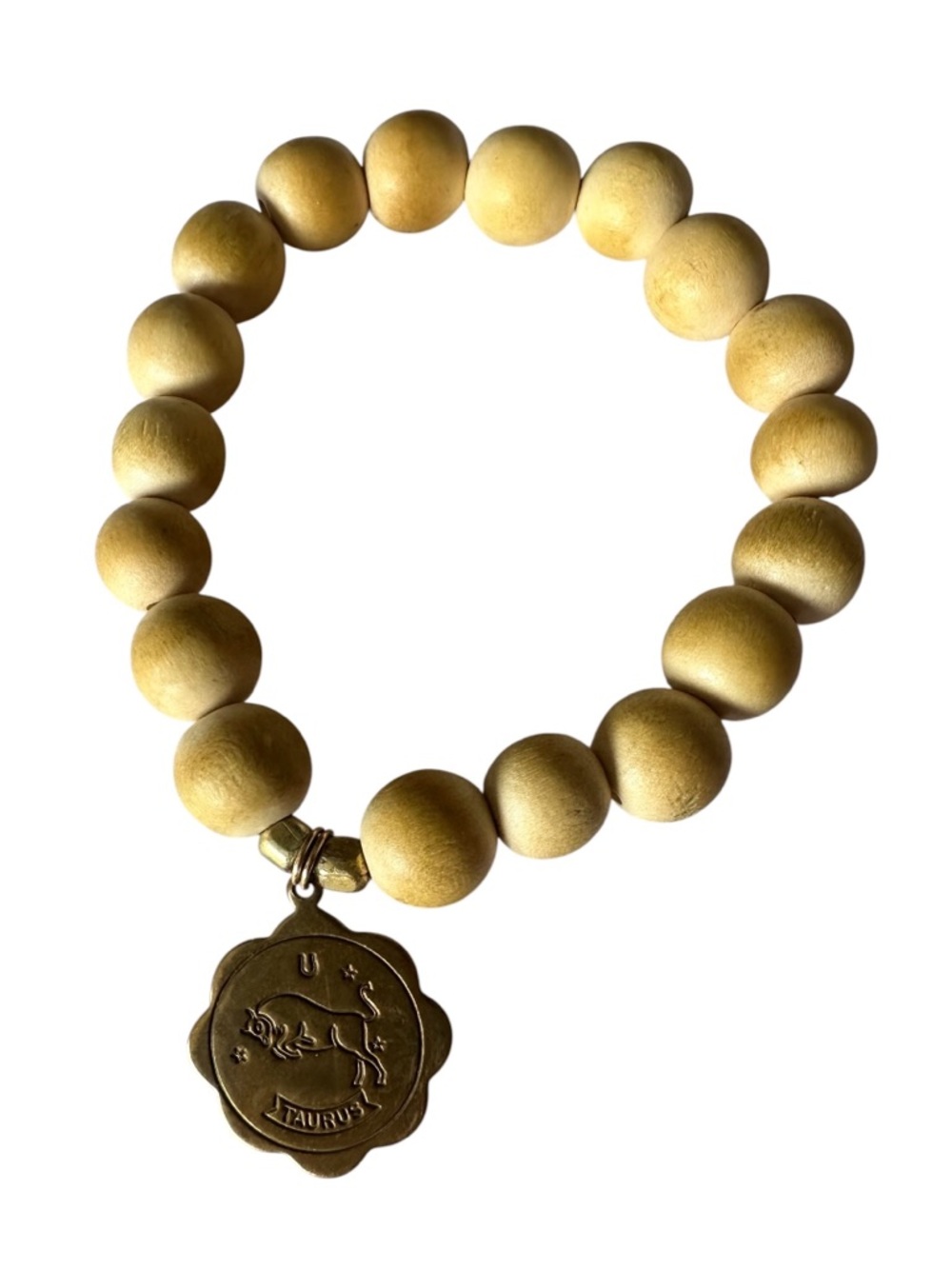 Taurus Zodiac Beaded Stretch Bracelet - Wooden Beads